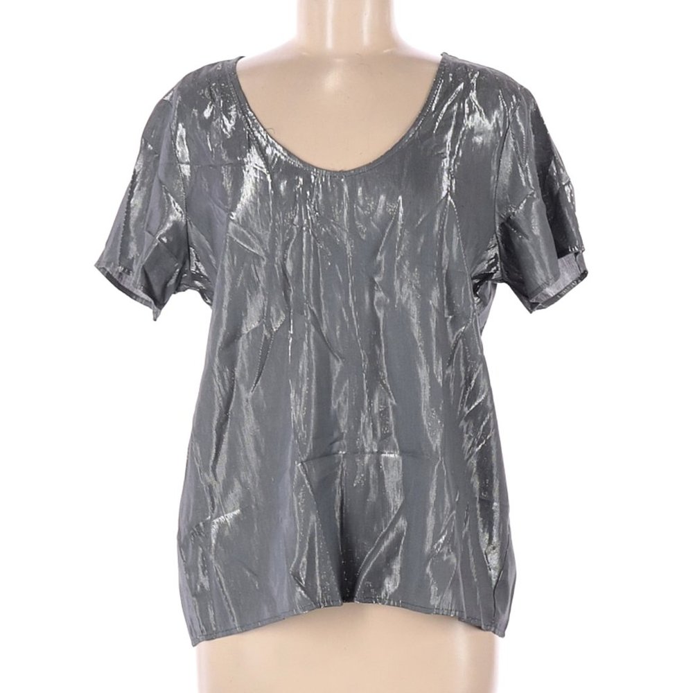 NWT Velvet by Graham & Spencer Silver Scoop Neck Agatha Top Size M Made in USA